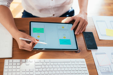 Web designer, UX UI designer designing mobile application user interface