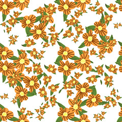 Vector pattern elementary usual fantasy flowers Colorful paisley wallpaper. Print design vector illustration.