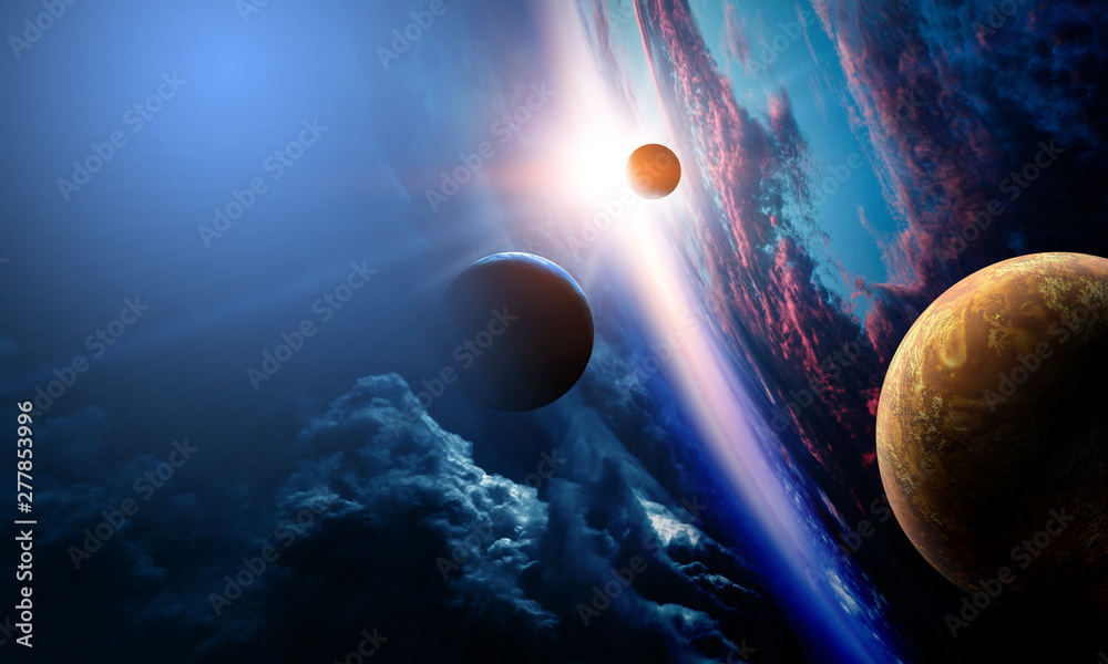 Poster abstract planets and space background