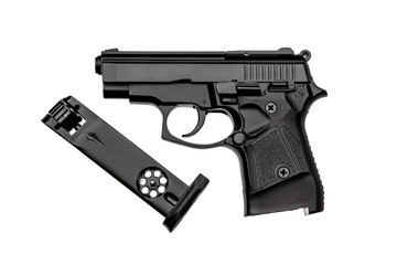 Pneumatic pistol isolated on white background.