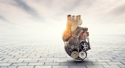 Anatomic heart made with gears and mechanic parts