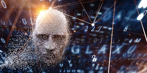 Digital head, artificial intelligence concept