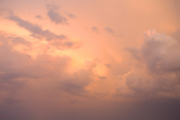 very beautiful orange sunset sky with clouds