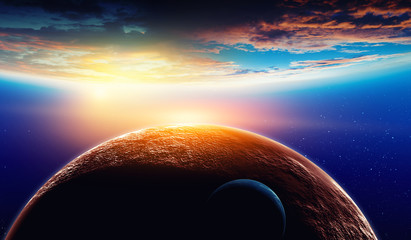 Abstract planets and space background