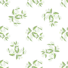 grean leaf pattern  hand drawn illustration with grunge simple texture