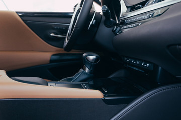 Obraz na płótnie Canvas Car Interior Driver Side View. Modern Car Interior Design.