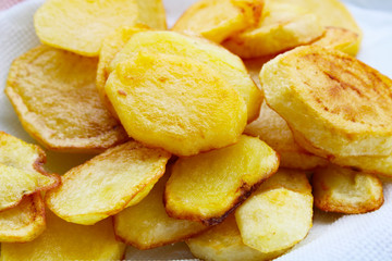 Fried potato slices, fast food 