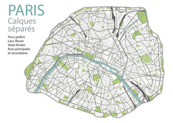 PLAN DE PARIS - ULTRA DETAIL- Calques - #3 - obrazy, fototapety, plakaty