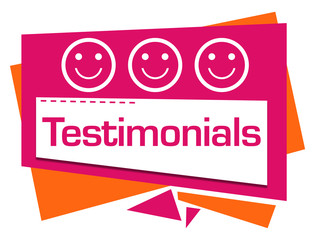 Testimonials Pink Orange Squares Triangles 