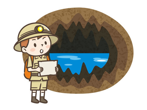 recommend clip art: 洞窟と冒険家の男の子