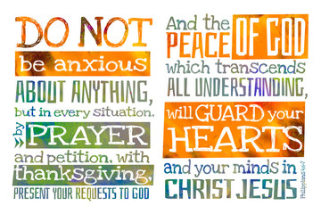 Do not be anxious about anything (Philippians 4:6-7) - Poster with Bible text quotation