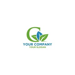 G Leaf Logo Design Vector