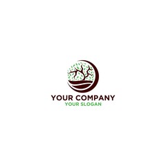 Tree Lake Logo Design Vector