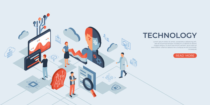 Artificial Intelligence Technology Isometric Icons