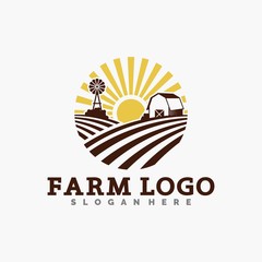 vintage farm logo and template illustration
