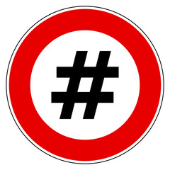 Hashtag und Verbotsschild