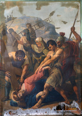 Fototapeta na wymiar 9th Stations of the Cross, Jesus falls the third time