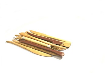 Pottery tools isolated on white background