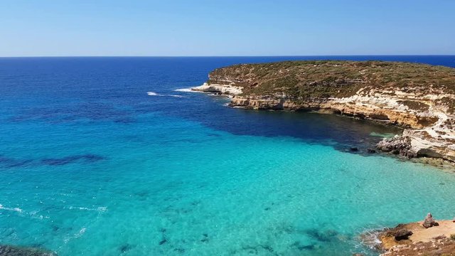 lampedusa pan over rabbit island isola dei conigli sunny day