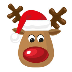 A christmas reindeer with a red nose - Vector illustration