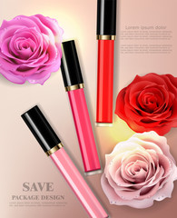 Obraz na płótnie Canvas Lip gloss Vector realistic. Premium cosmetics sale. colorful collection sets