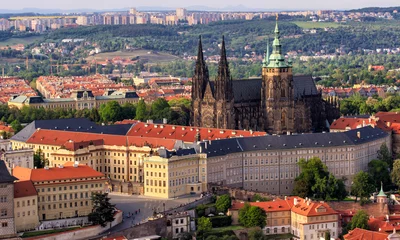 Selbstklebende Fototapeten Prague Castle and Saint Vitus Cathedral, Czech Republic. Panoramic view © Shcherbyna