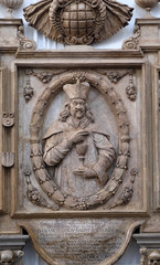 Obraz premium Memorial to the Cathedral provost Franz Ludwig Faust von Stromberg in Wurzburg Cathedral, Bavaria, Germany