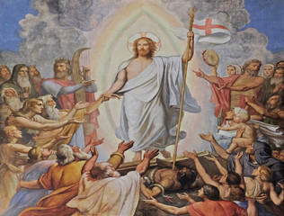 Resurrection of Christ, fresco in the Saint Germain des Pres Church, Paris, France  - obrazy, fototapety, plakaty