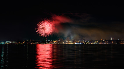Fireworks from Dobbins Landing over Lake Erie in Erie, PA