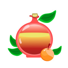 Apple cider in the bottle. Vector jug with balsamic sour vinegar.