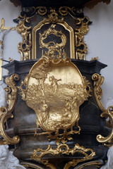 Pulpit in the Saint Martin church in Unteressendorf, Germany