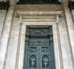 Huge art door of St. Isaac's cathedral, Russia