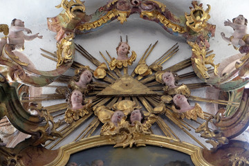 God's all-seeing eye, Saint Jude the Apostle altar in Cistercian Abbey of Bronnbach in Reicholzheim near Wertheim, Germany