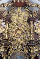 God's all-seeing eye on the main altar in Cistercian Abbey of Bronnbach in Reicholzheim near Wertheim, Germany