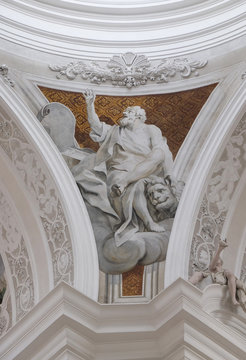 Saint Mark The Evangelist, Fresco By Cosmas Damian Asam In The Basilica Of St. Martin And Oswald In Weingarten, Germany