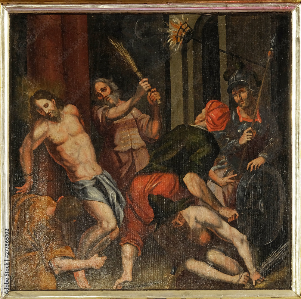 Canvas Prints flagellation of christ, altarpiece in the church of the saint barbara in velika mlaka, croatia