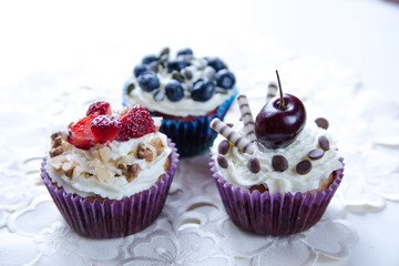 Cupcakes and berries summer taste