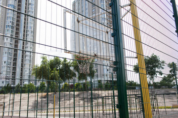 Fototapeta na wymiar Empty street basketball court. For concepts such as sports and exercise, and healthy lifestyle