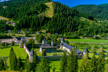 View of the Sucevita Monastery, in the north of Romania.