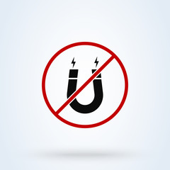 No magnet. Danger Simple vector modern icon design illustration