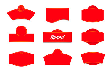 Set of red frames for brand, logotype. Vector elements. Can be use for page decoration, advertising, promotional and etc.