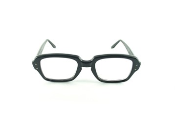 Fototapeta premium Vintage glasses with black frame isolated on white background