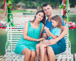 Outdoor portrait of a beautiful family