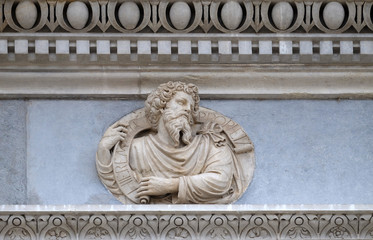 Prophet Jeremiah, relief on the portal of the Cathedral of Saint Lawrence in Lugano, Switzerland