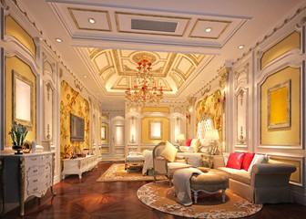 Obraz na płótnie Canvas 3d render of luxury home living room