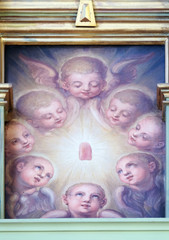 Angels, altarpiece on the altar of the Saint John of Nepomuk in the Basilica of the Sacred Heart of Jesus in Zagreb, Croatia 