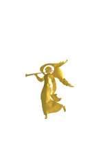 golden angel with a pipe on a pure white background