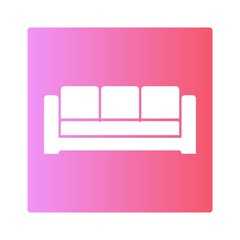 Sofa silhouette vector icon on color gradient background