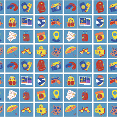 Fototapeta premium A set of color pictures on the theme of vacation from PRO-STICK
