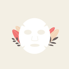 Facial mask with plant leaves.